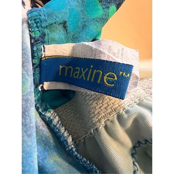 Maxine Women's Sized 12 One Piece Swimsuit Dress Blue Abstract Dot Psychedelic - Picture 7 of 8